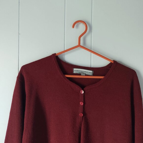 Contemporaine Red Embroidered Cardigan - Picture 6 of 8